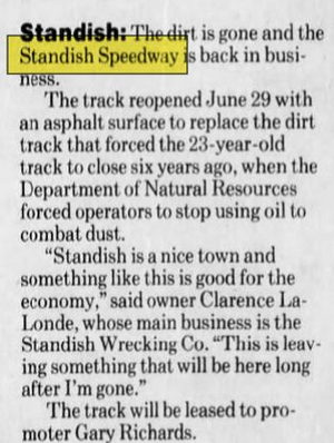 Standish Speedway (Standish Raceway) - Jul 1990 Back To Asphalt